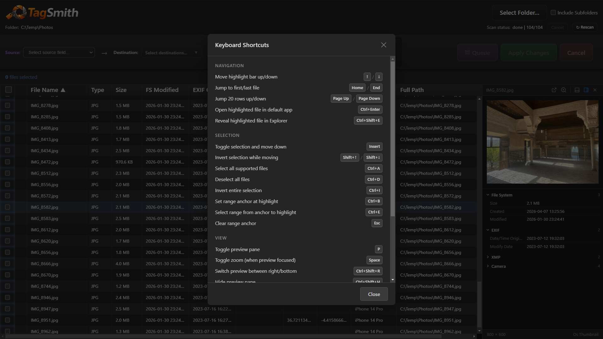 Power-user keyboard controls inspired by Norton Commander – navigate and select without touching the mouse